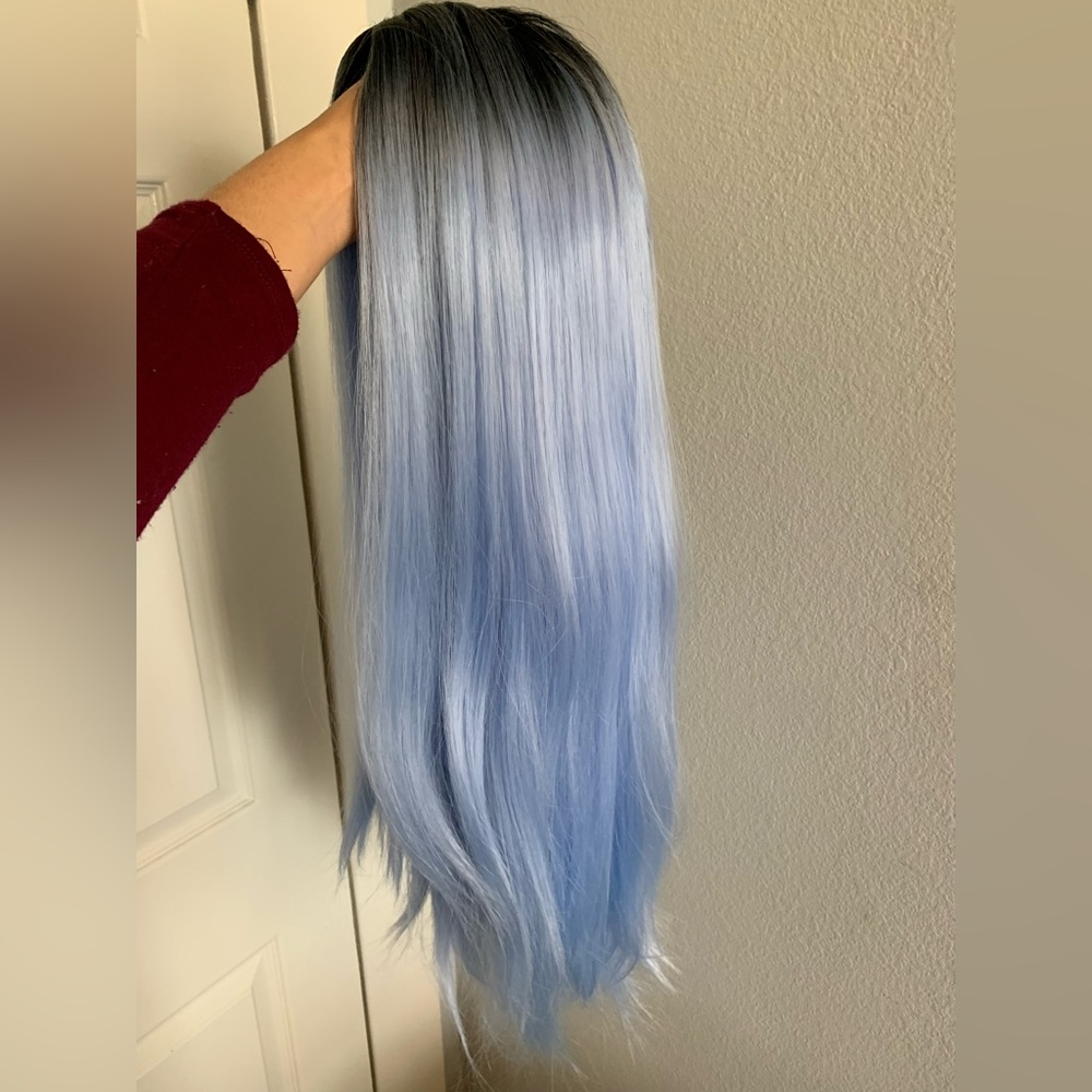 Blue synthetic wig